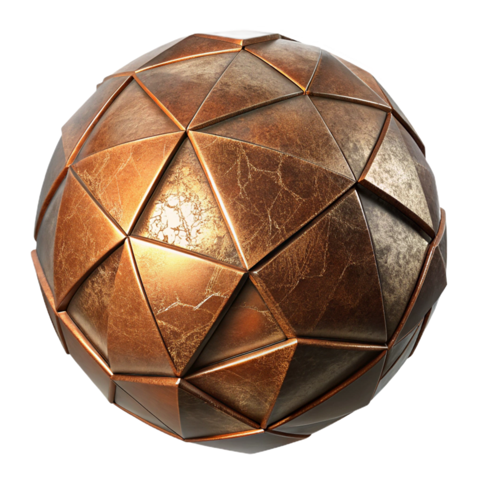 beautiful abstract Bronze Geometric Sphere Texture Isolated detailed png