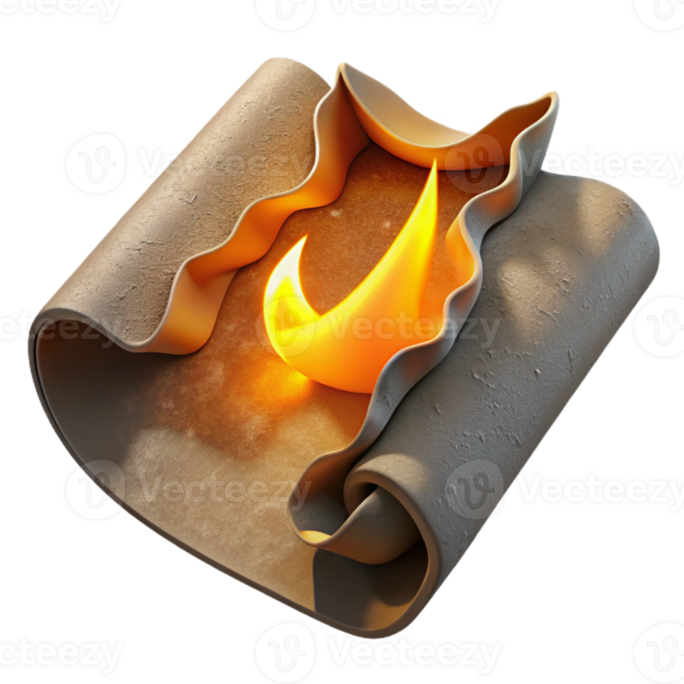 dramatic modern Burning Paper Edge with Orange Glow Cutout genuine png
