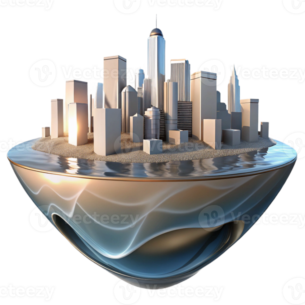 dramatic abstract Cityscape Distorted Reflection in Wavy Water Isolated high resolution png