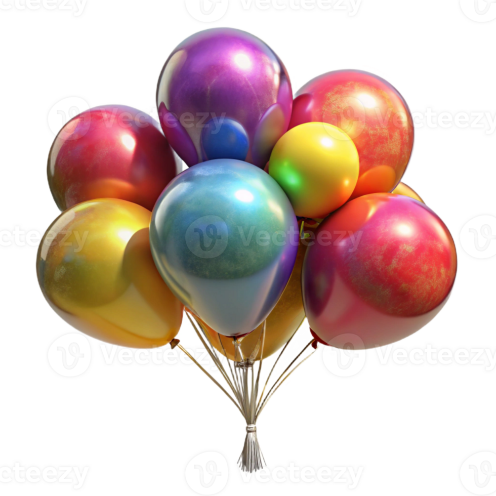 elegant vintage Colorful Balloons Bunch Tied Together Isolated png