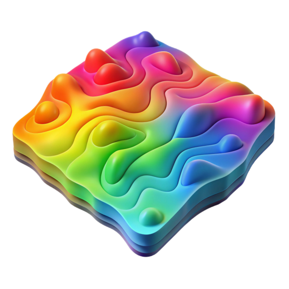 elegant minimalist Colorful Spectral Topography Map Illustration Transparent high resolution png