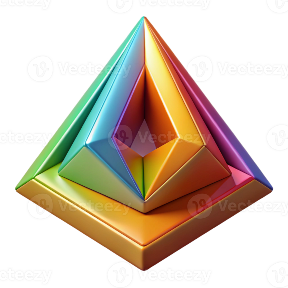 dramatic abstract Colorful Triangles with Depth Illusion Isolated high resolution png