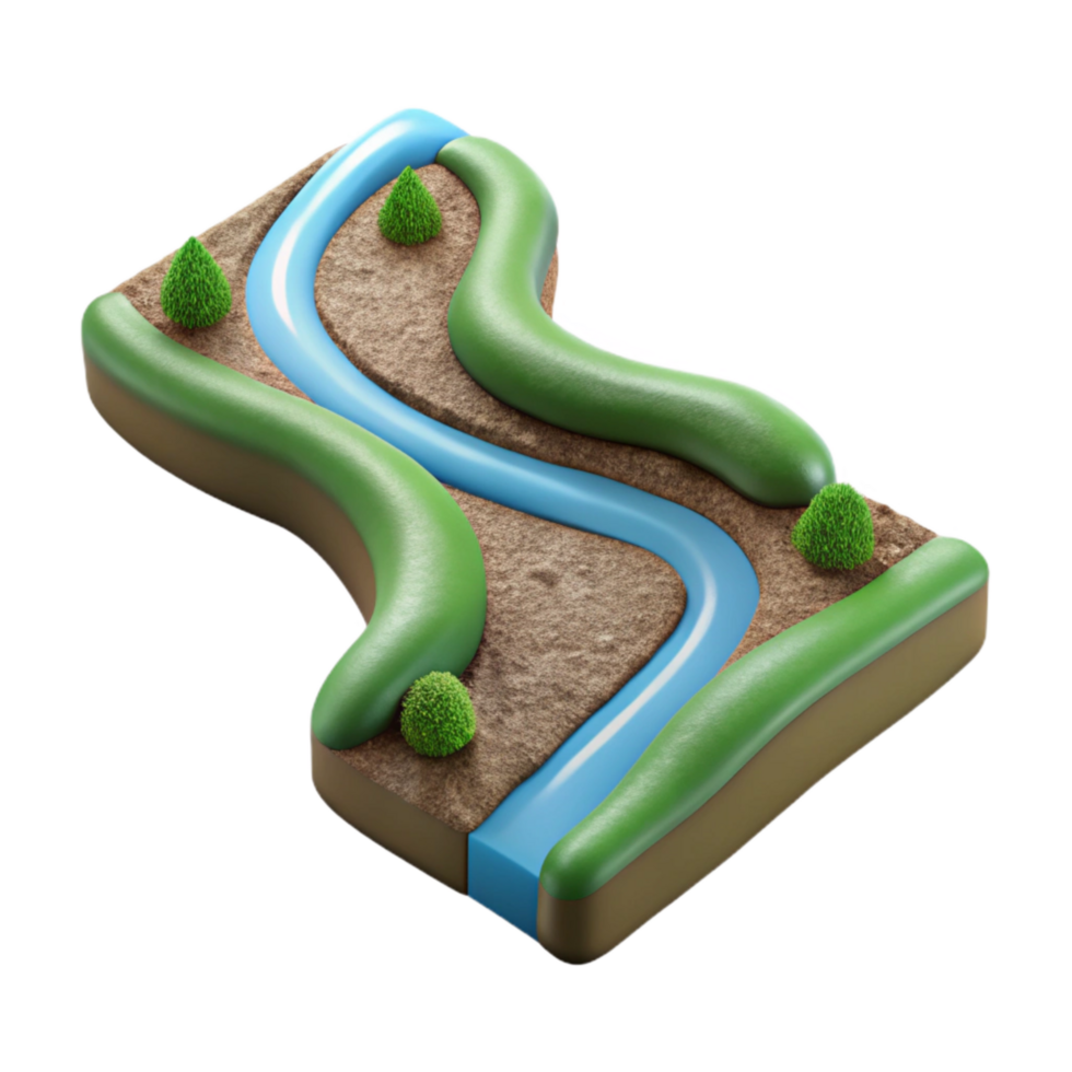 stunning abstract Converging Rivers Aerial View Perspective Isolated Element original png