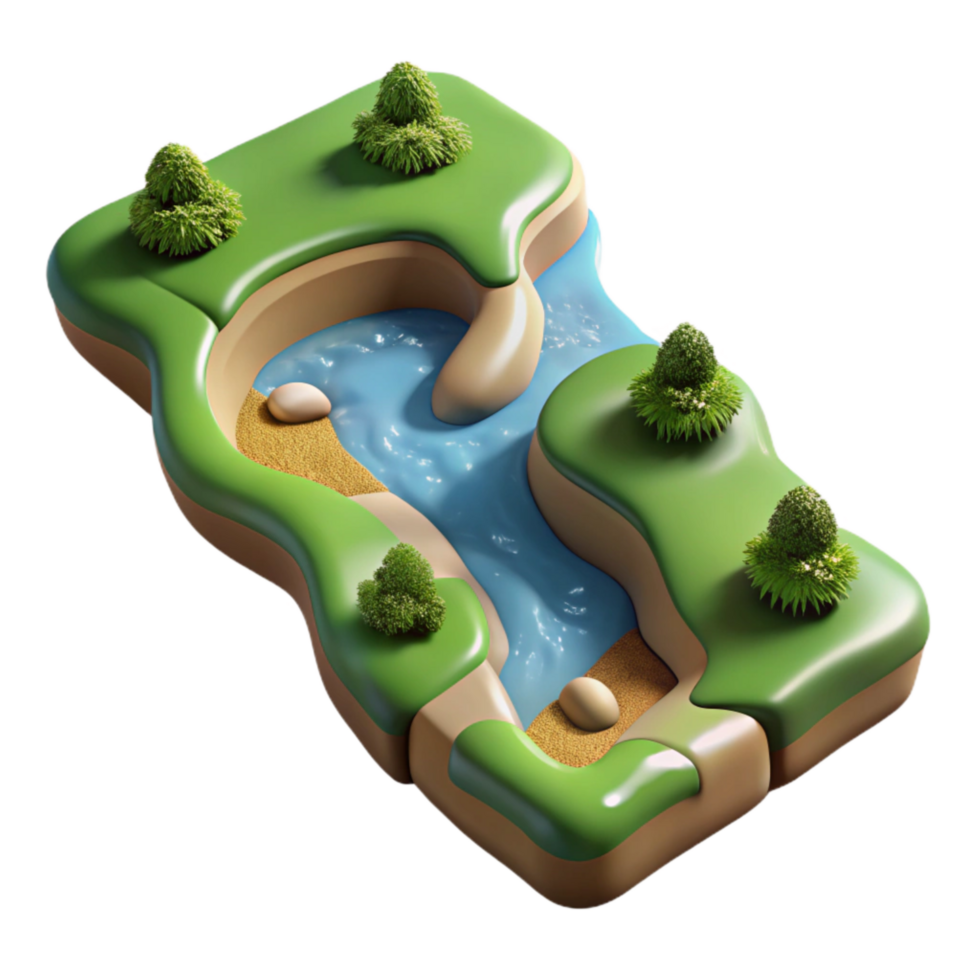 magnificent artistic Converging Rivers Aerial View Perspective Isolated Element original png