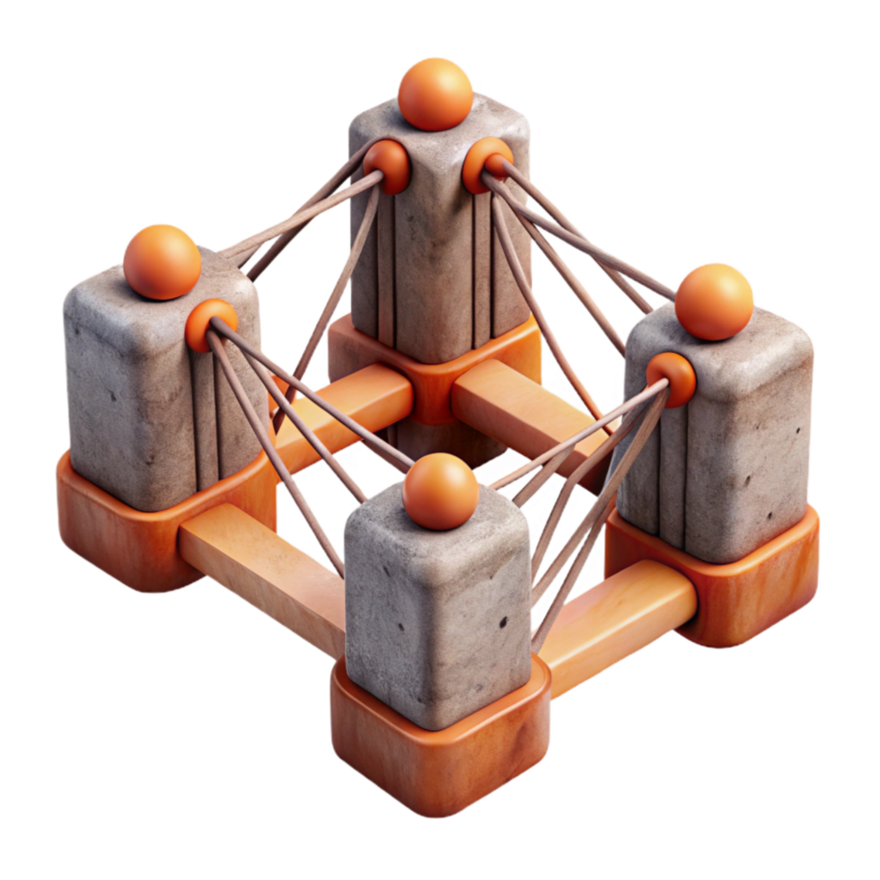dramatic modern Connecting Bridges Network Diagram Isolated Element professional png