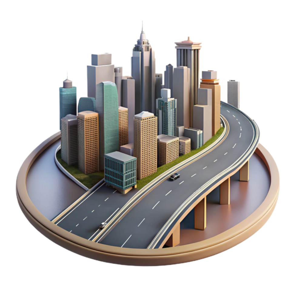 dramatic modern Converging Highways Cityscape Backdrop Transparent Graphic exclusive png