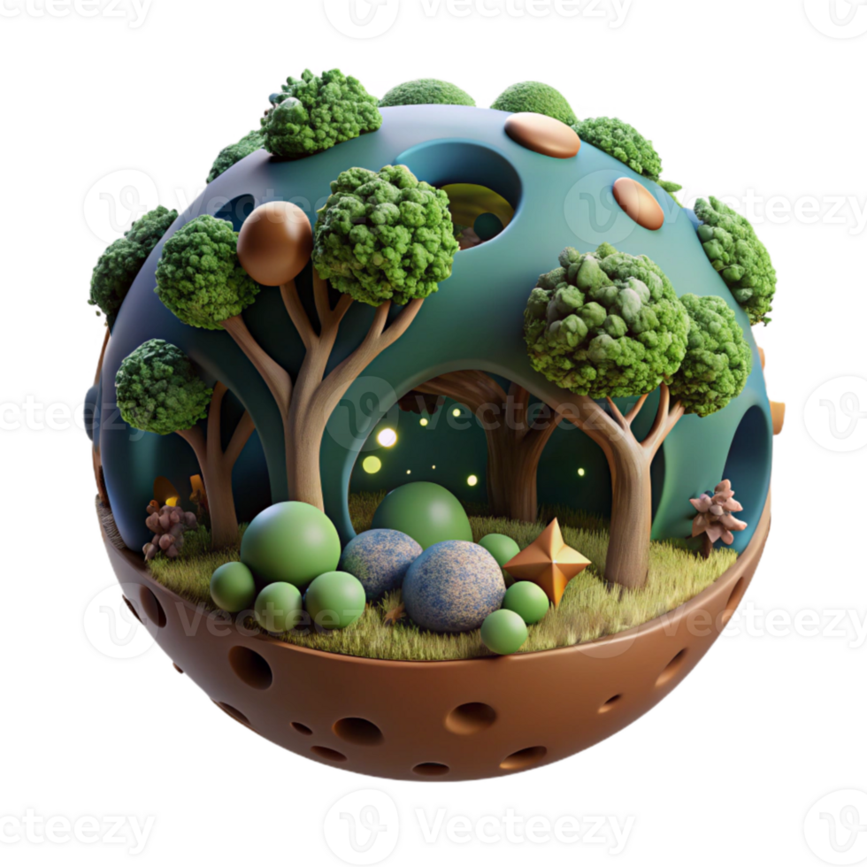 stunning creative Cosmic Micro Forest in Orb Cutout png