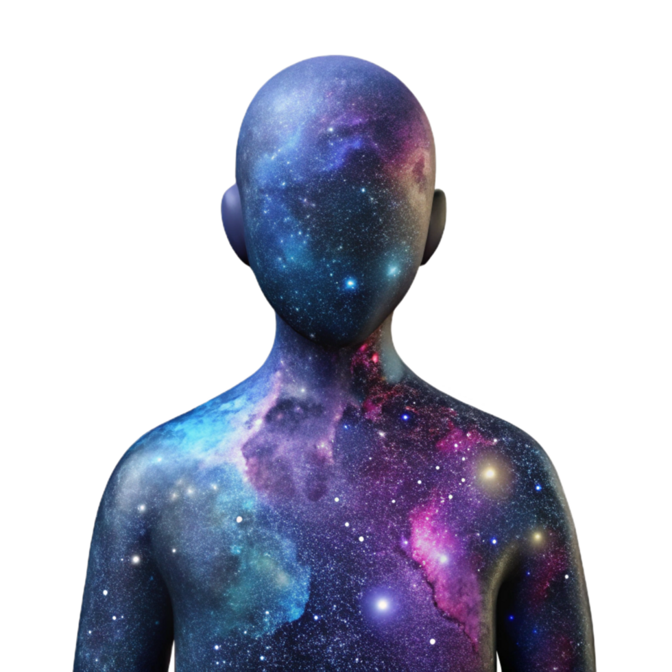 serene creative Cosmic Traveler Silhouette Against Bright Nebula Cutout detailed png
