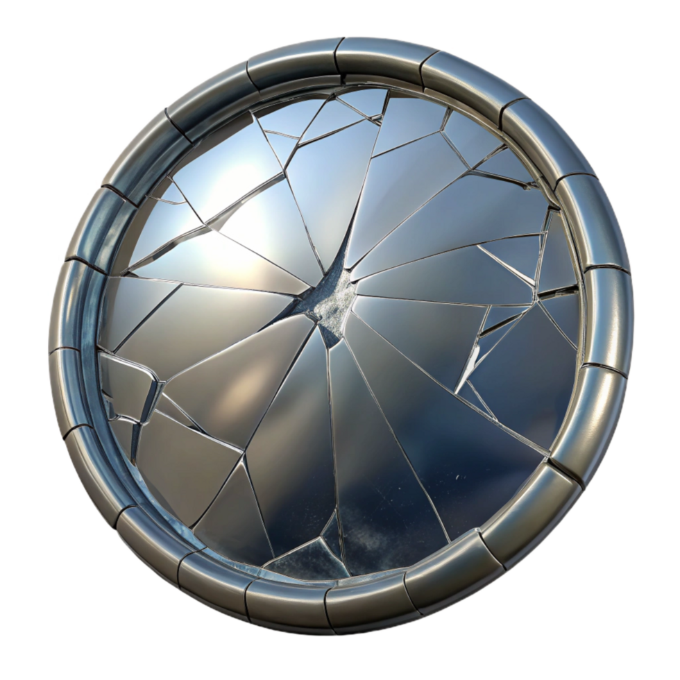 serene contemporary Cracked Mirror Surface Cutout with Jagged Lines authentic png