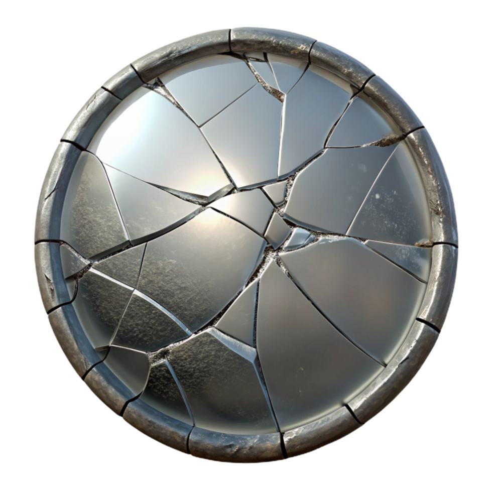dramatic contemporary Cracked Mirror Surface Cutout with Jagged Lines original png