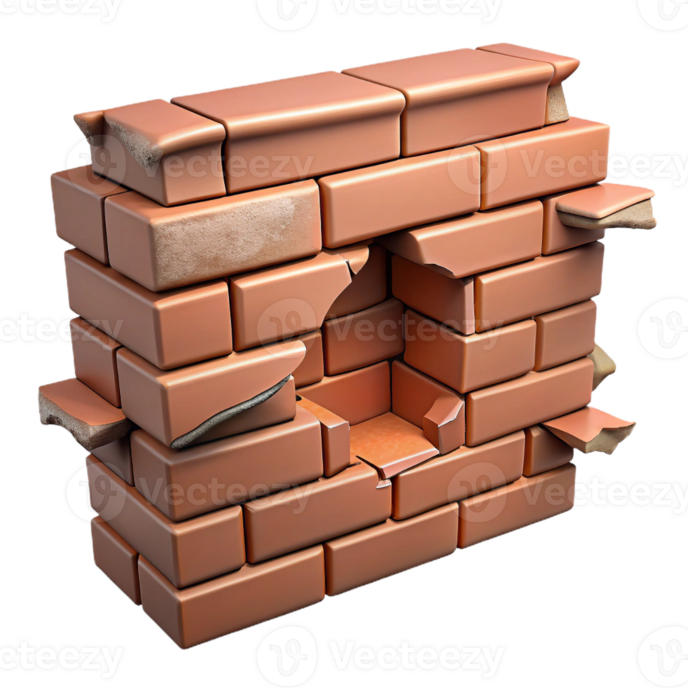serene artistic Cracked Wall with Exposed Bricks Cutout png