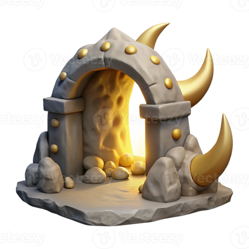 impressive classic Crescent Cavern Entrance with Moonbeams Isolated exclusive png