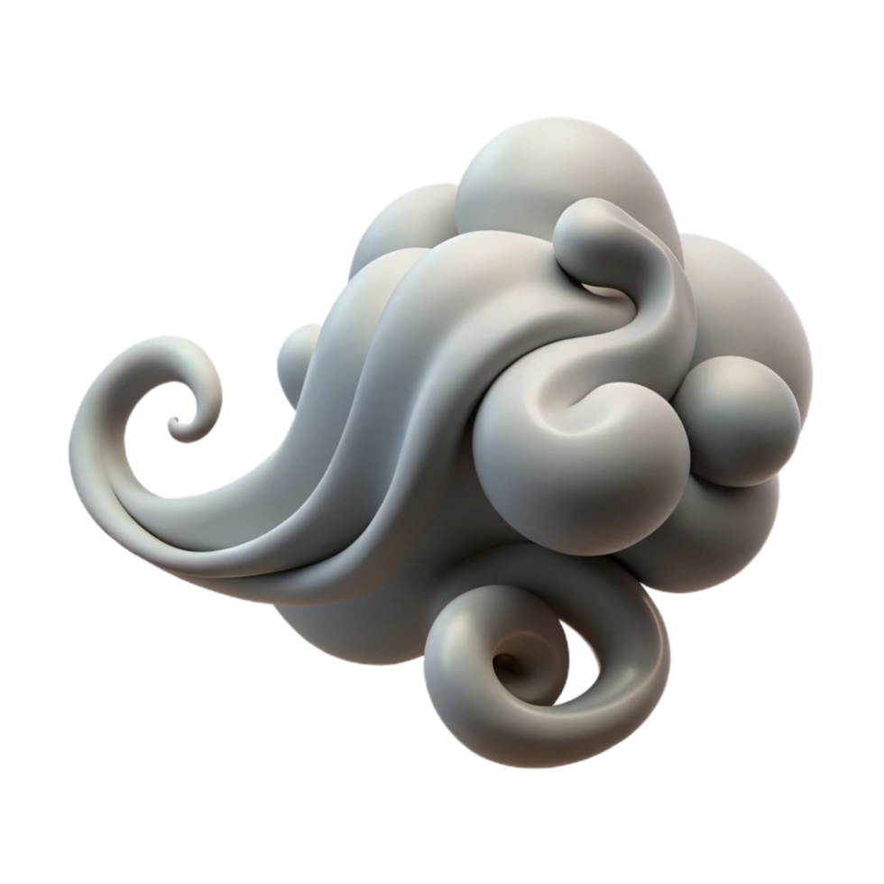 beautiful contemporary Curling Smoke Tendrils Grey Isolated Element authentic png
