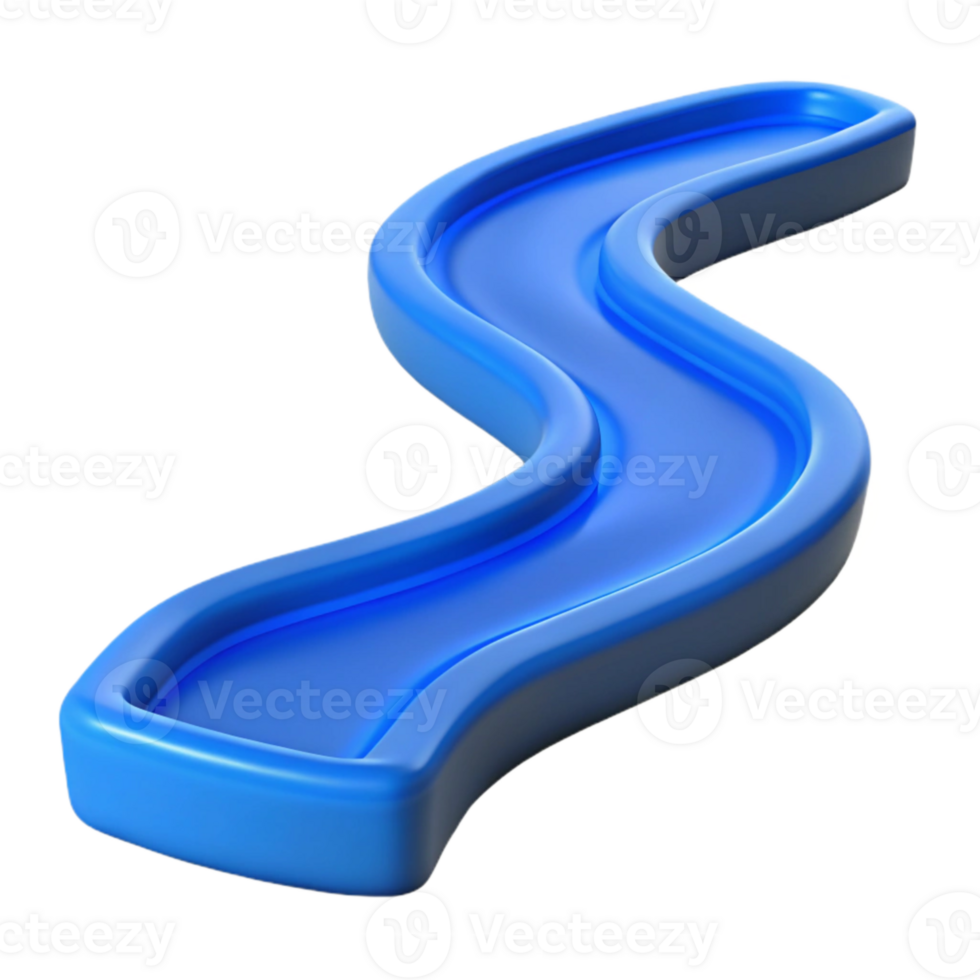stunning creative Curving River Path Blue Isolated Transparent Background png