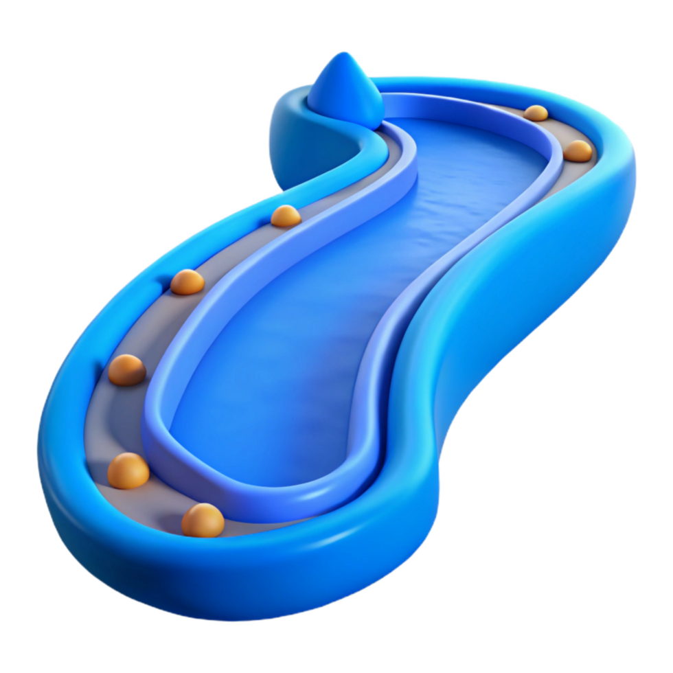 extraordinary abstract Curving River Path Blue Isolated Transparent Background png