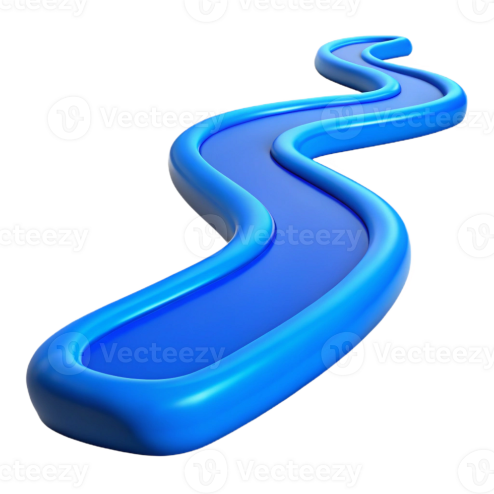 stunning creative Curving River Path Blue Isolated Transparent Background high resolution png