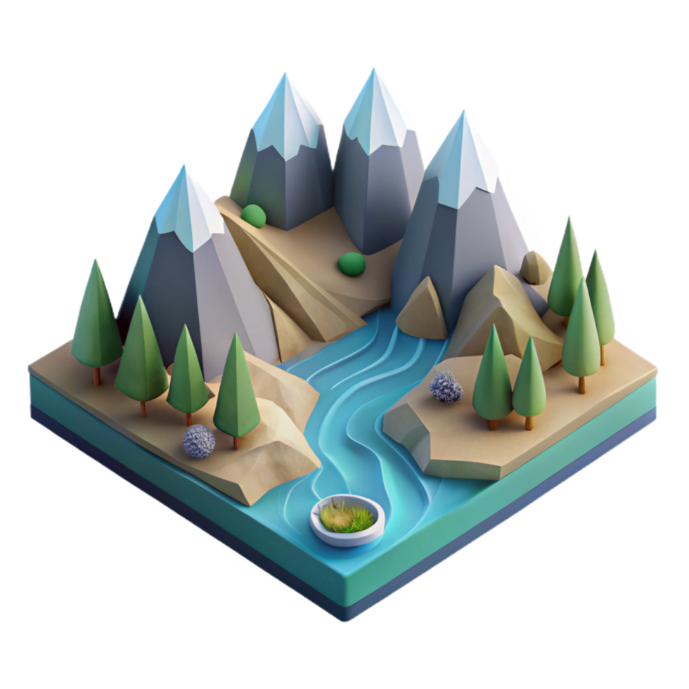 beautiful classic Cutout Fjord Landscape Geometric Design Transparent Background premium png