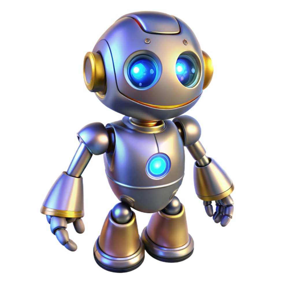 dramatic contemporary Cybernetic Bud Robot Bright Lighting Transparent Background professional png