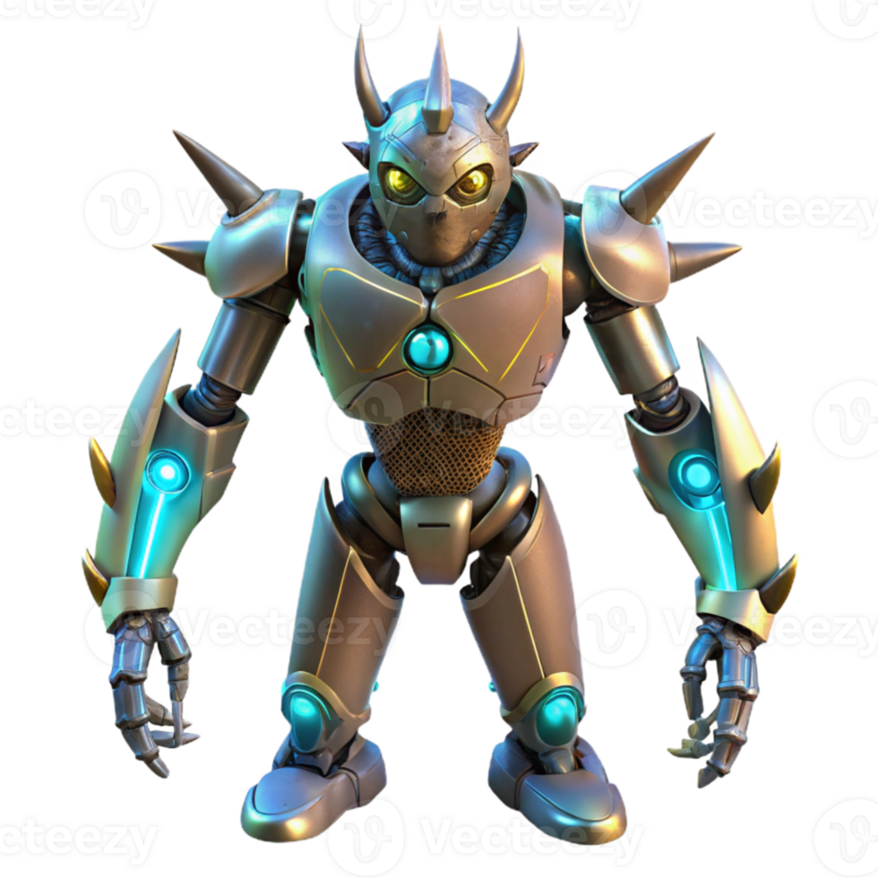 beautiful minimalist Cybernetic Thorn Robot Dramatic Lighting Transparent Background png