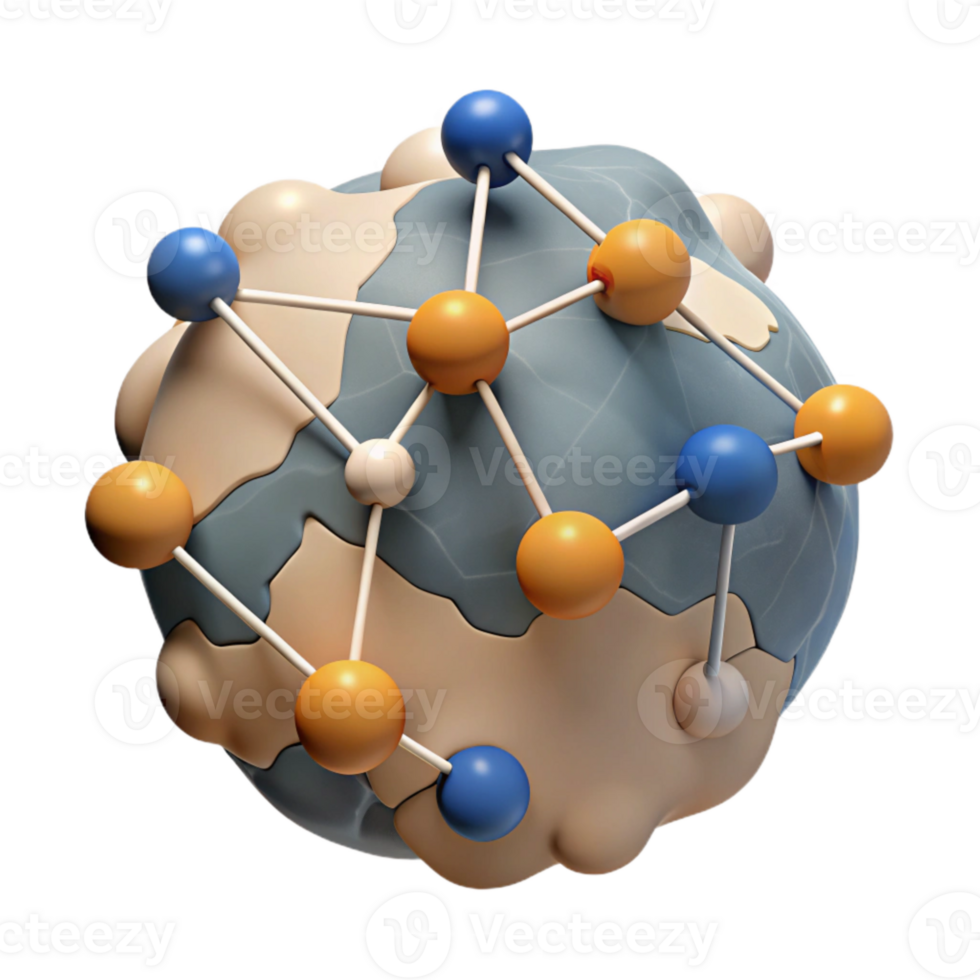 elegant rustic Data Visualization Map with Nodes and Connections Cutout professional png