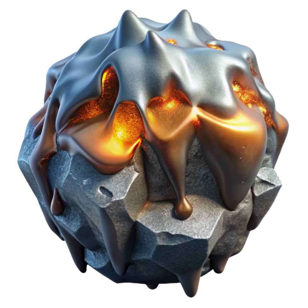 elegant abstract Detailed Molten Metal Ice Interaction Isolated Element premium png