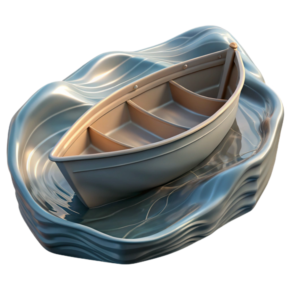 dramatic modern Distorted Boat Reflection in Ocean Water Isolated premium png
