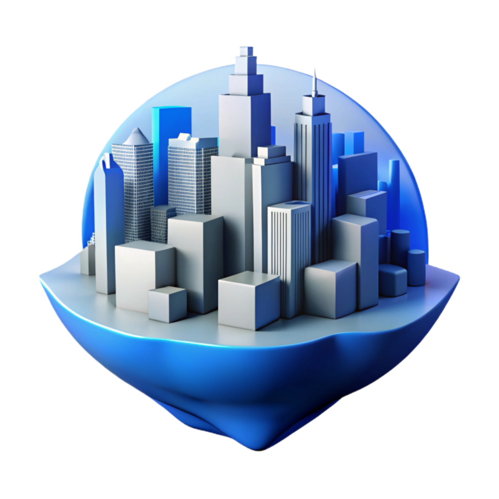 extraordinary creative Distorted Cityscape Silhouette with Blue Tint Cutout Element exclusive png
