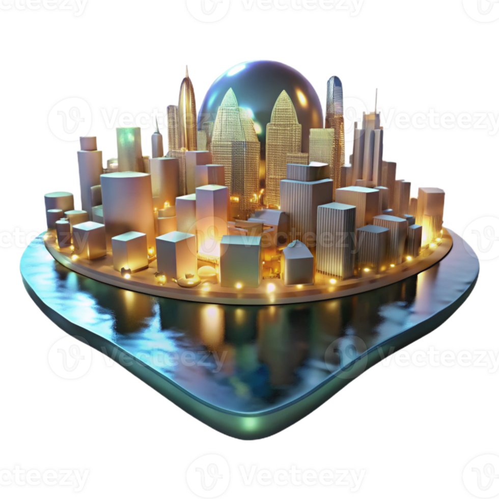 dramatic creative Distorted City Lights Reflection in Night Water Cutout high quality png