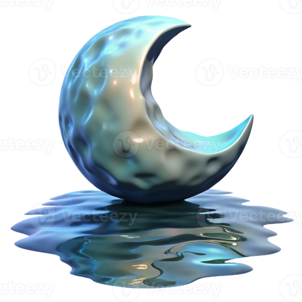 elegant modern Distorted Moon Reflection in Water Ripples Transparent Background genuine png