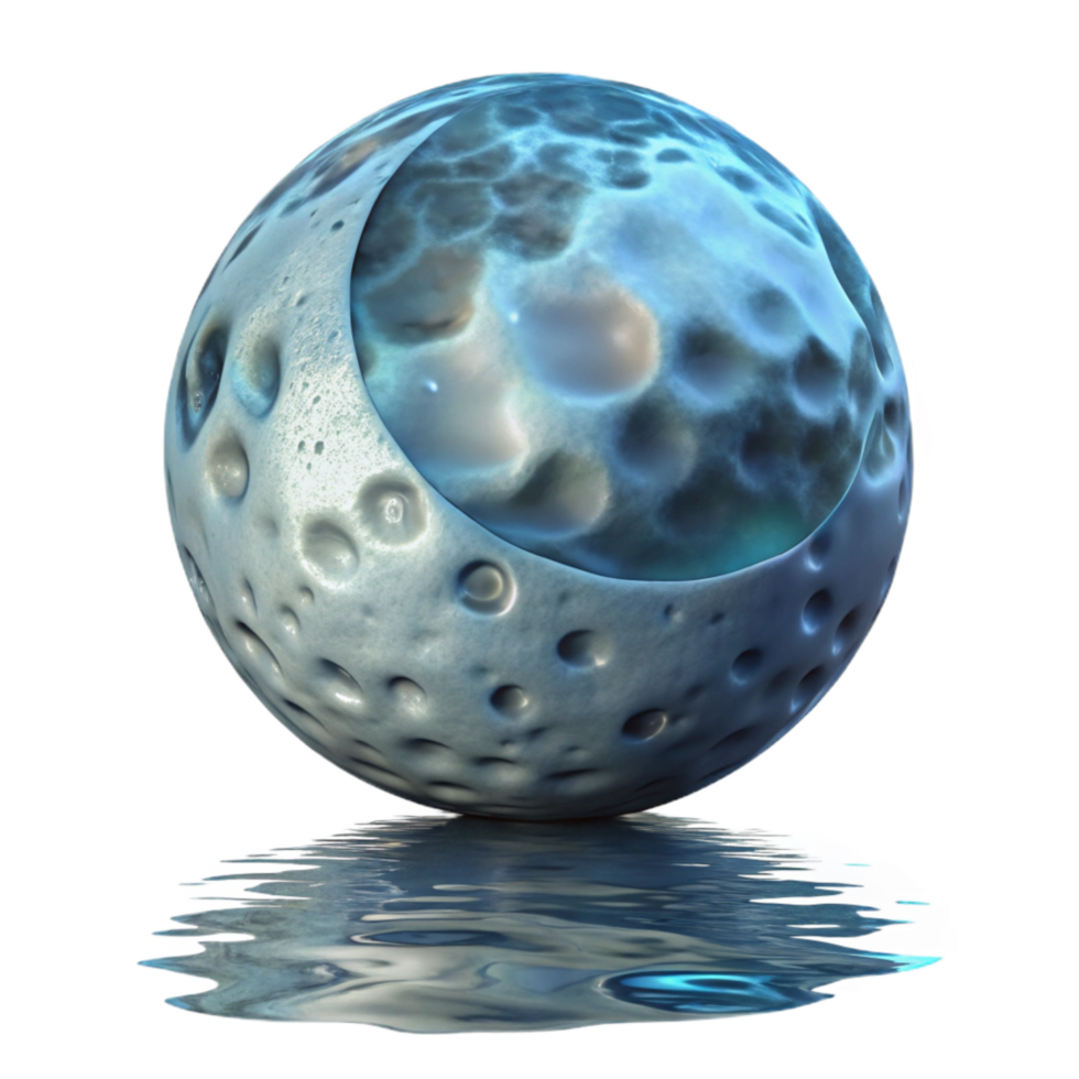 dramatic contemporary Distorted Moon Reflection in Water Ripples Transparent Background premium png