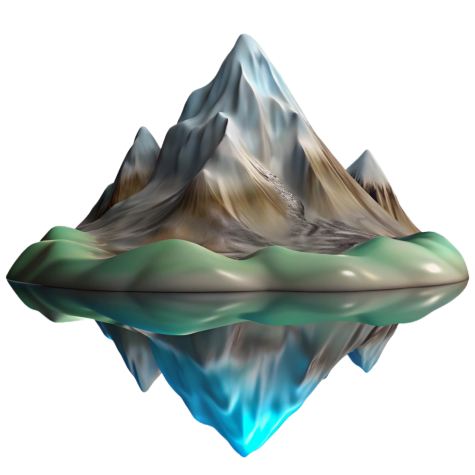 extraordinary abstract Distorted Mountain Reflection in Lake Water Isolated genuine png
