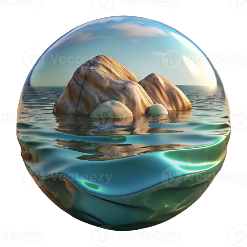 extraordinary traditional Distorted Seascape Reflection in Water Isolated png