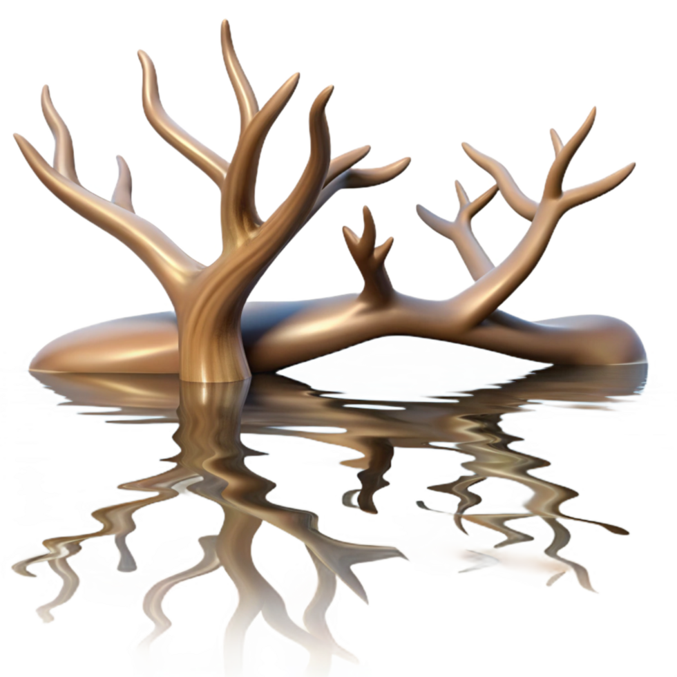 extraordinary classic Distorted Tree Branch Reflection in Water Cutout professional png