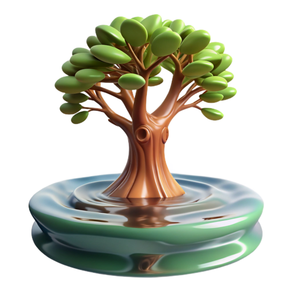 elegant contemporary Distorted Tree Reflection in Rippled Water Cutout professional png
