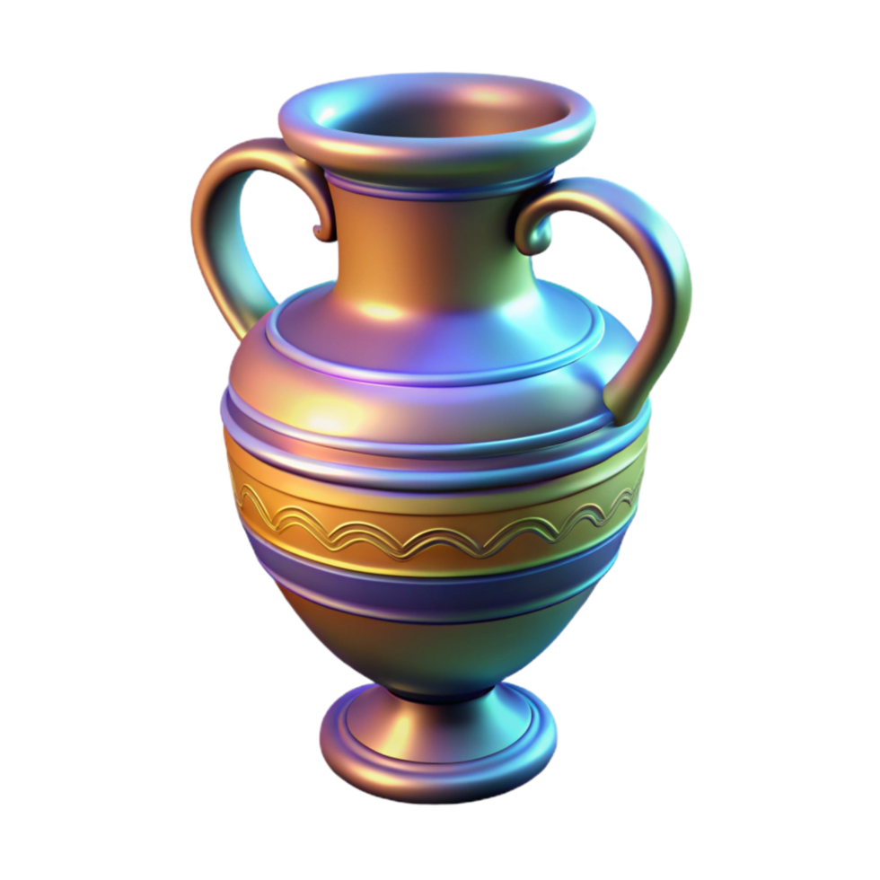impressive contemporary Dynamic Hologram of Greek Vase Isolated Transparent Background professional png
