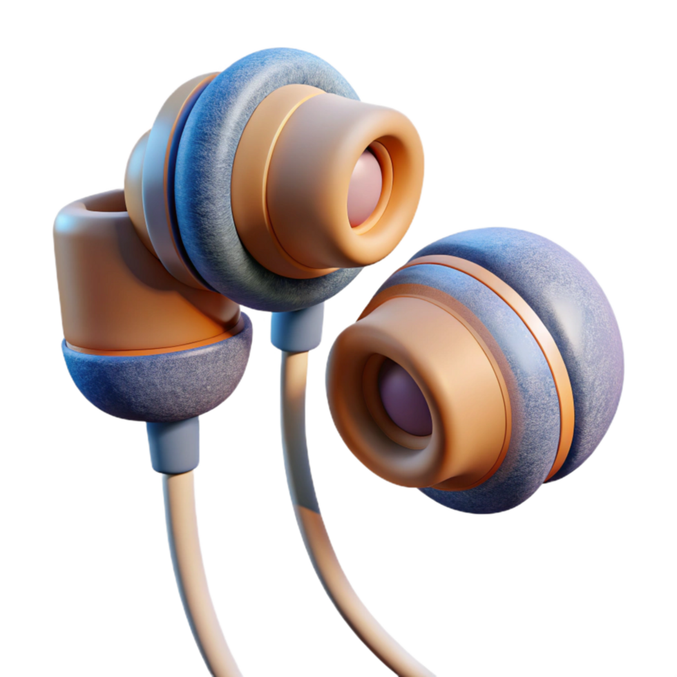 beautiful classic Earbuds with Wire Wrapped Around Cutout professional png