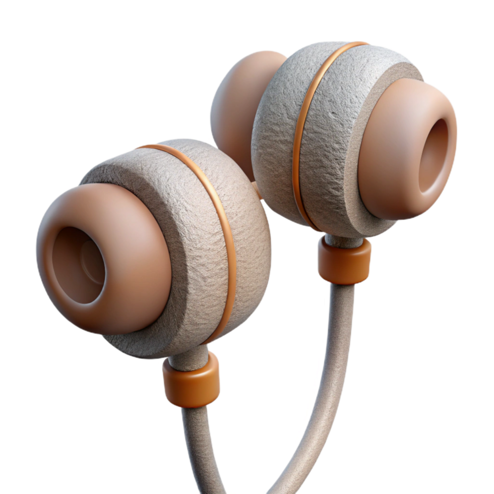 beautiful modern Earbuds with Wire Wrapped Around Cutout professional png
