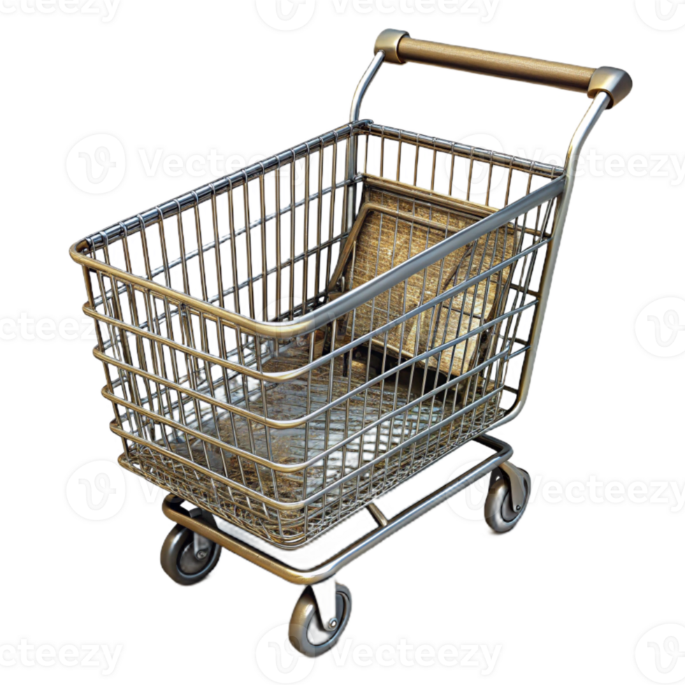 dramatic contemporary Empty Shopping Cart Metal Wire Cutout authentic png
