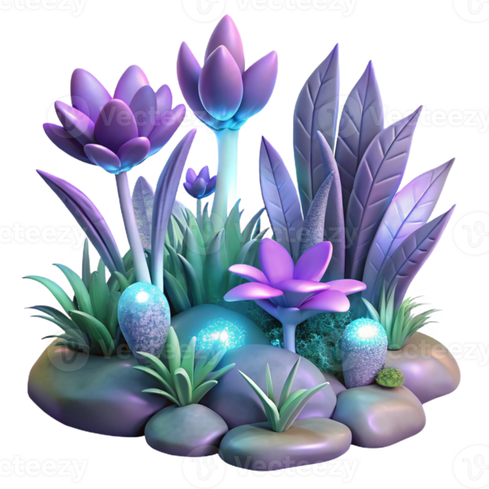 elegant modern Ethereal Glowing Plants in Deep Forest Isolated authentic png