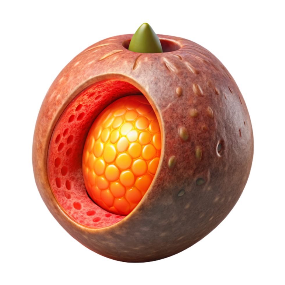 beautiful artistic Fabricated Fruit Cutout Glowing Core Isolated high quality png