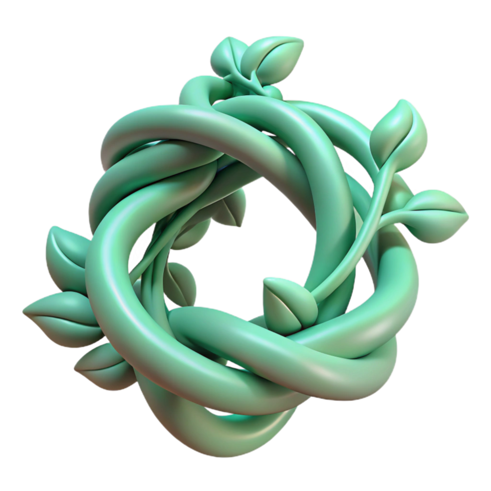 elegant contemporary Fabricated Vine Cutout Isolated Mint Green Twisted Form detailed png