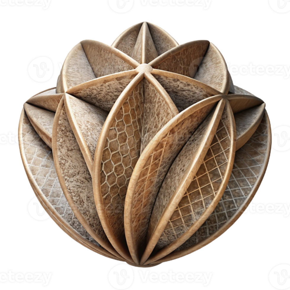 serene artistic Fabricated Seed Pod Cutout Geometric Design Isolated detailed png
