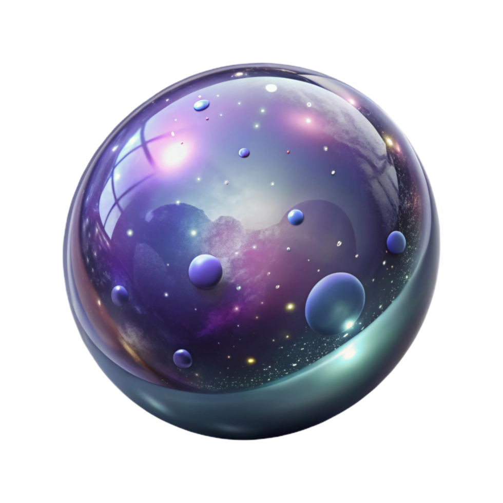 elegant minimalist Floating Bubble with Galaxy Isolated Cutout high quality png