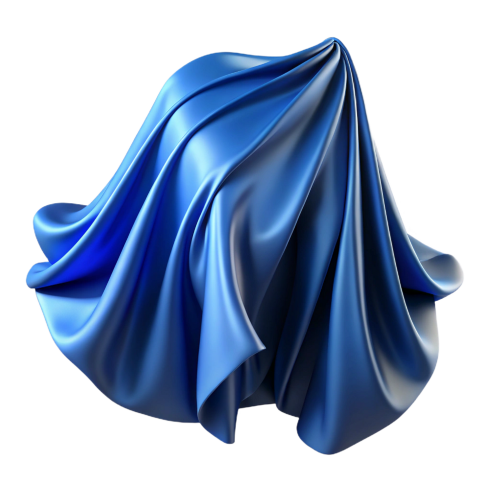 beautiful abstract Flowing Fabric Drape Blue Isolated Cutout original png