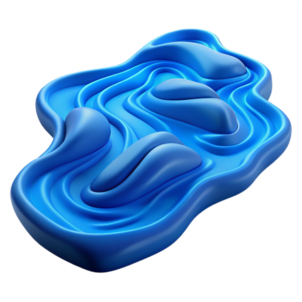 elegant minimalist Flowing River Pattern Blue Isolated Transparent Background detailed png