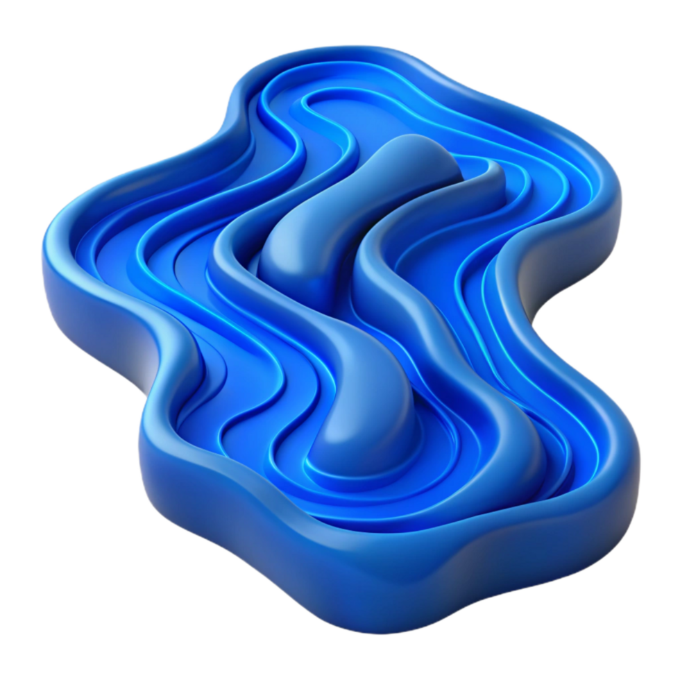 magnificent abstract Flowing River Pattern Blue Isolated Transparent Background exclusive png