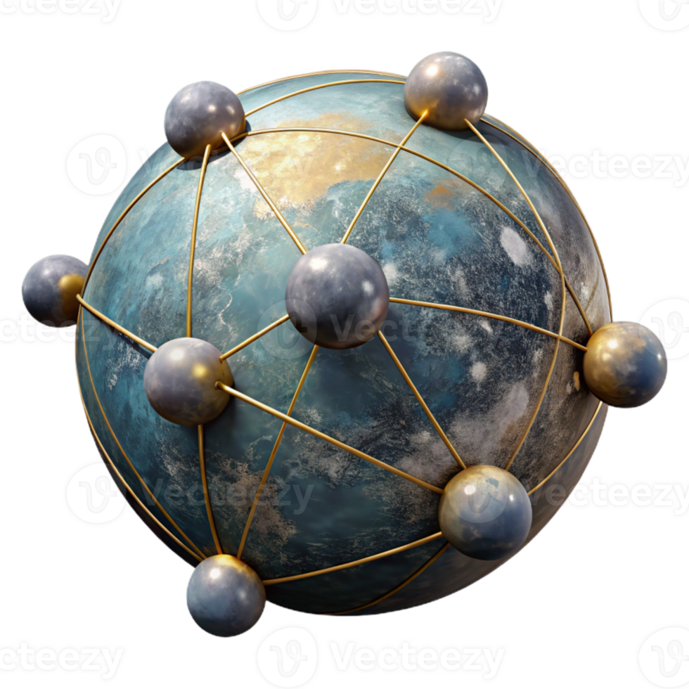 impressive classic Floating Orb Network Dark Background Isolated authentic png