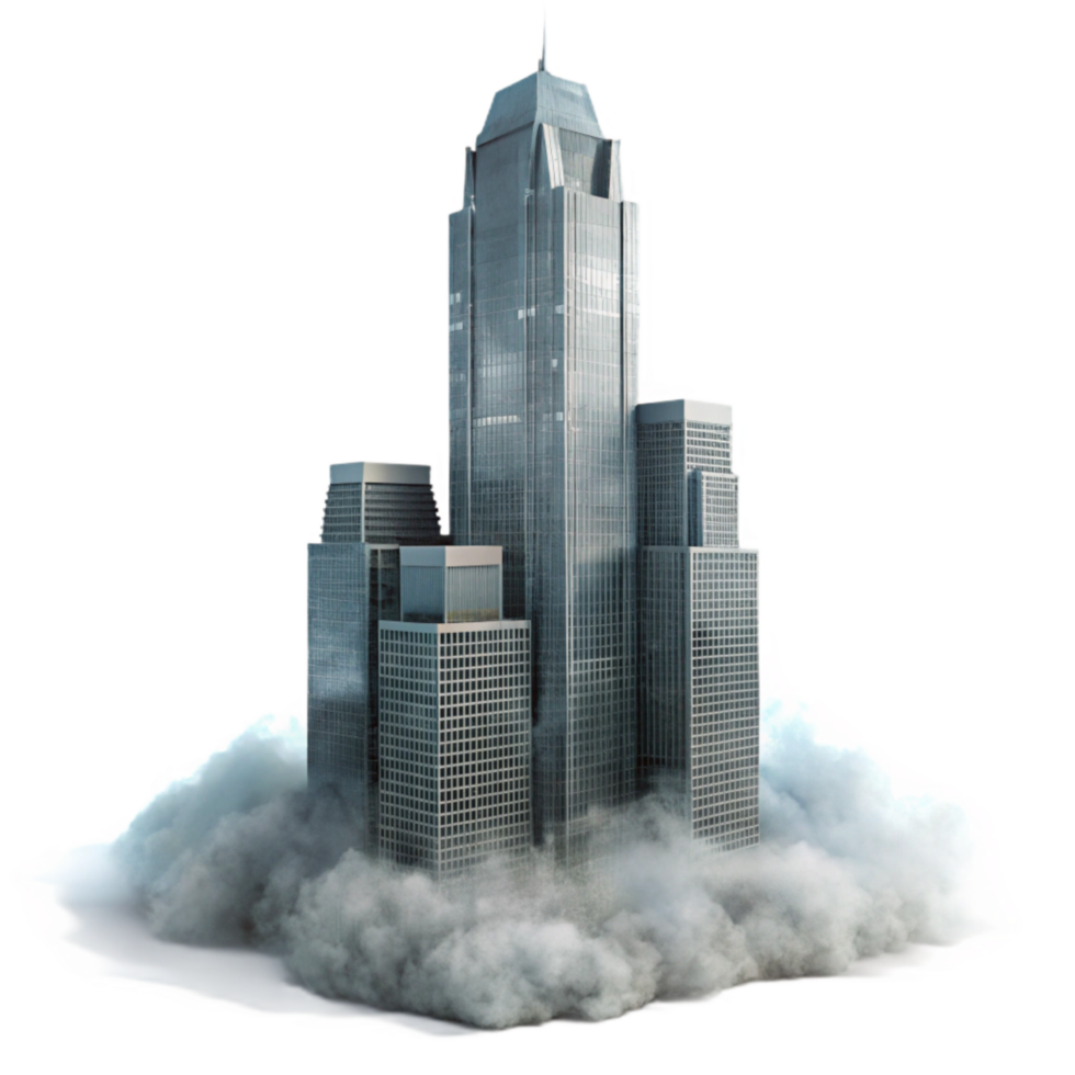 magnificent minimalist Foggy Skyscraper Silhouette Transparent Background high quality png
