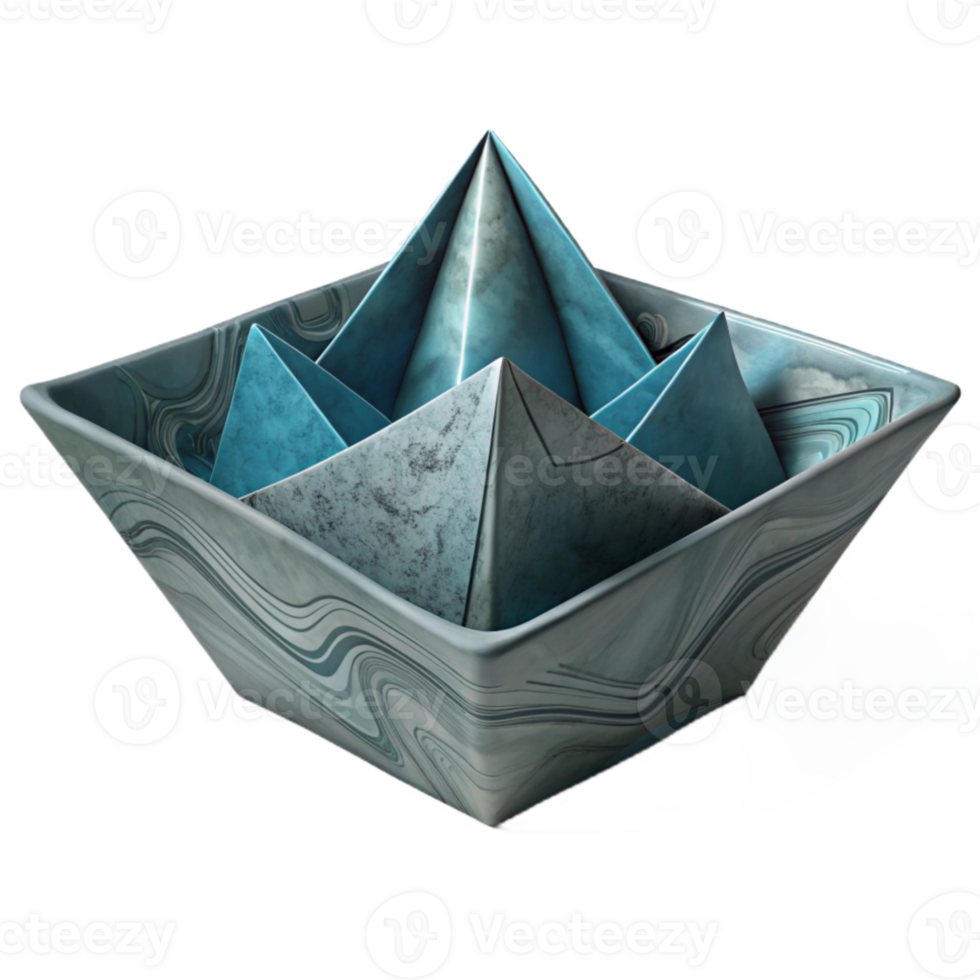 serene artistic Folded Paper Boat Depth Illusion Isolated detailed png