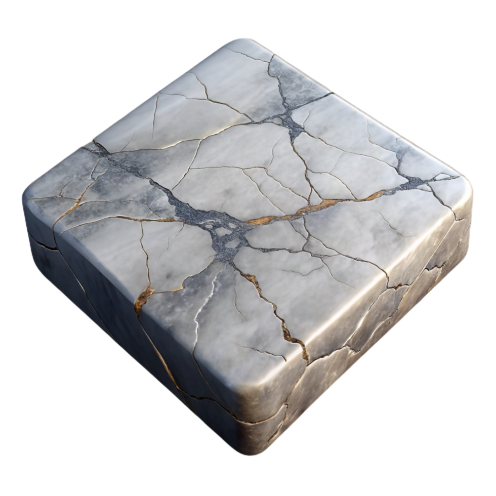 extraordinary abstract Fractured Marble Slab with Veins Isolated high quality png
